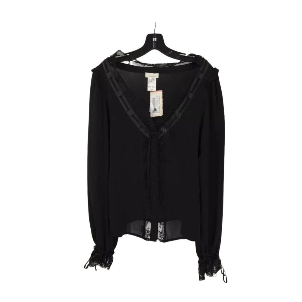 NWT Pinko Black Silk Women's Sheer Blouse Size 6